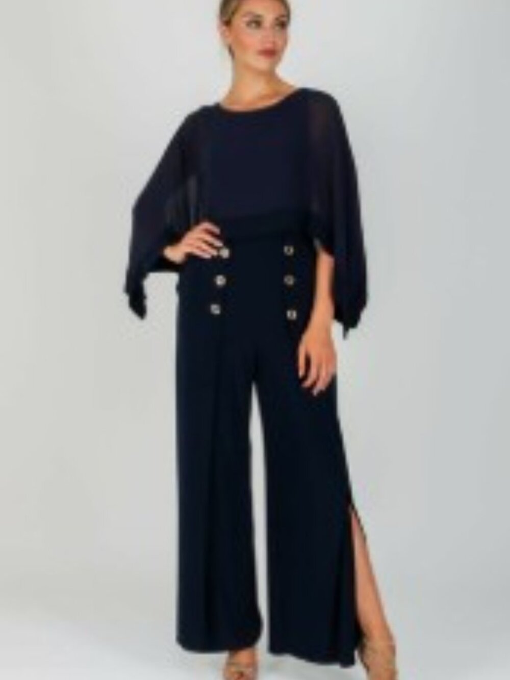 Joseph Ribkoff Navy High-Waisted Jumpsuit